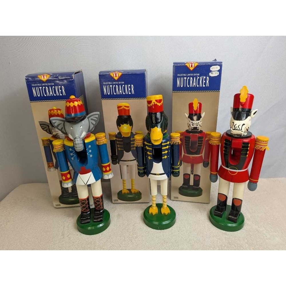 SWANK Collectible Limited Edition Nutcracker Elephant Duck Zebra - 12" Lot of 3